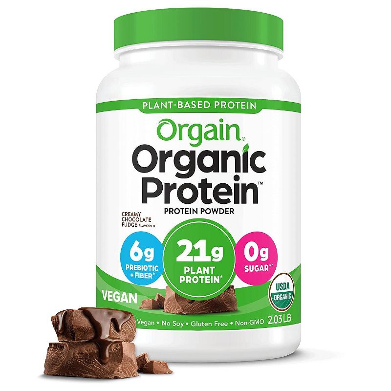 Orgain Organic Vegan Protein Plant Based Protein Powder - Creamy Chocolate Fudge - 2.03lb, 1 of 9