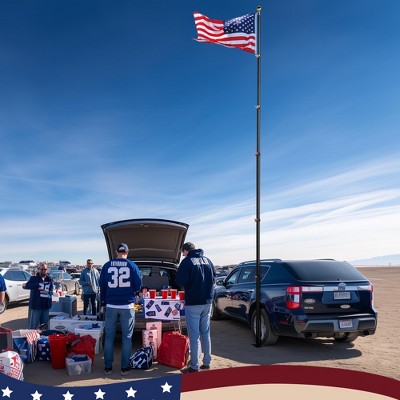 20 Ft Black Aluminum Telescoping Flag Pole Kit with Gold Ball Finial