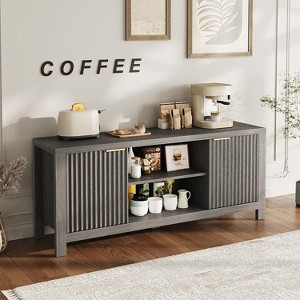 COUCHETA 65"  Fluted Stand for TV - Modern Entertainment Center with 2 Cabinets & Open Shelves, Console Table - 1 of 4