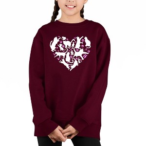 LA Pop Art Cat Heart - Girl's Word Art Crewneck Sweatshirt - 1 of 4