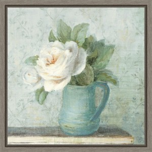 Amanti Art June Roses II White Blue by Danhui Nai Canvas Wall Art Print Framed 16 x 16-in. - 1 of 4