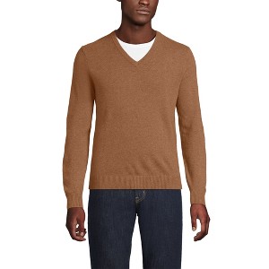 Lands' End Men's Fine Gauge Cashmere V-neck Sweater - 1 of 3