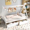 Costway Twin Size Wooden House Bed with 2 Drawers Roof Storage for Boys & Girls White/Gray/Natural - 4 of 4