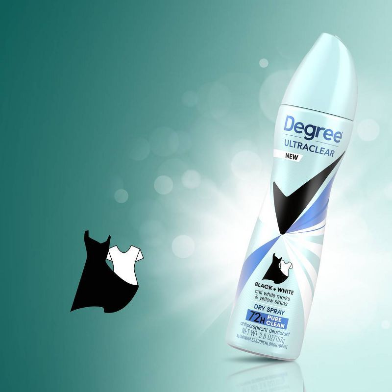 Degree Ultra Clear Black + White Pure Clean Antiperspirant & Deodorant Dry Spray - 3.8oz, 4 of 10