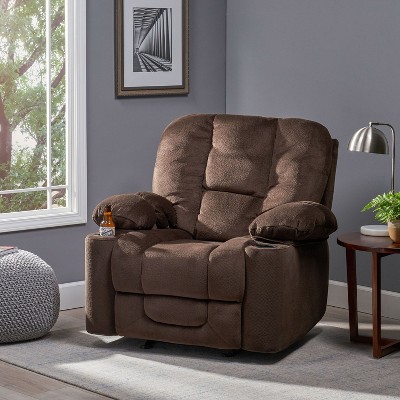 NicBex Recliner Chair with 2 Cup Holders Recliner with Friendly Fabric Comfy Chair Living Room Chairs for Reading Room, Bedroom, Chocolate