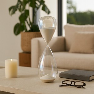 Contemporary Hourglass Sculpture for Home Decor - Stylish Decorative Object for Family Game Night, Desk Decor, and Living Room Decoration - 1 of 4