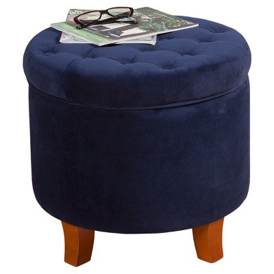 Navy round storage deals ottoman