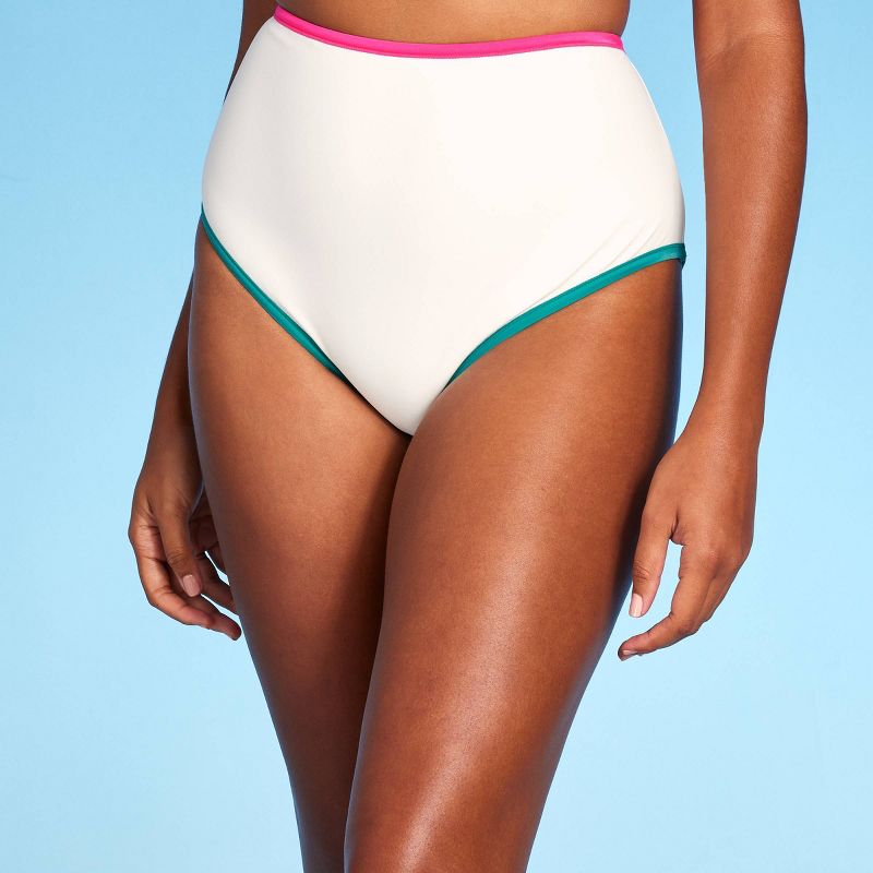 Women's Contrast Binding High Waist Bikini Bottom - Shade & Shore™, 5 of 7