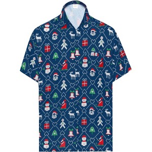 HAPPY BAY Mens Hawaiian Shirts Short Sleeve Button Down Shirt Men's Christmas Vacation Shirts Beach Casual Shirts for Men Funny - 1 of 4