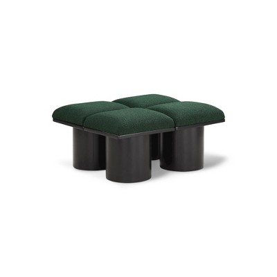 green boucle fabric/black finish