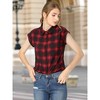 INSPIRE CHIC Women's Summer Plaid Short Sleeves Button Down Shirt - 2 of 4