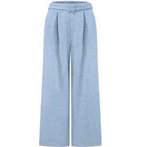 INSPIRE CHIC Women's Work Casual Straight Long Trousers Wide Leg Belted Pant - 1 of 4