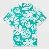 Boys' Adaptive Short Sleeve Palm Leaf Woven Top - Cat & Jack™ Teal Green - 2 of 4