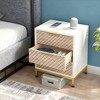 Gulches White and Gold Light Wood Grain Nightstands (3 Drawers), All-Match Bedside End Tables with Storage for Bedroom Living Room - 4 of 4