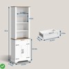 72" Tall Farmhouse Bookcase with Barn Door, Antique White ¨C Wooden Bookshelf with Storage Cabinet and Drawer, - 2 of 4