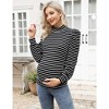 KOJOOIN Women's Knit Ribbed Maternity Ruched Tunic Pullover Sweater - 2 of 4