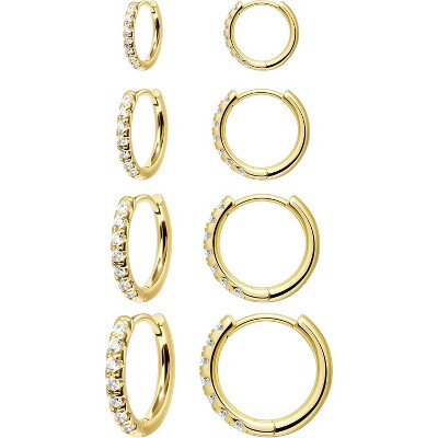 Small Gold Huggie Hoop Earrings Set for Women Men Hypoallergenic 14K Plated Stack Cartilage Earrings, Multiple Piercing