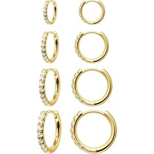 Small Gold Huggie Hoop Earrings Set for Women Men Hypoallergenic 14K Plated Stack Cartilage Earrings, Multiple Piercing - 1 of 4