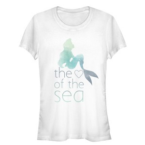 Juniors Womens The Little Mermaid Ariel Heart of Sea T-Shirt - 1 of 3