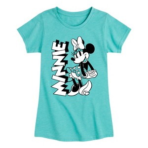 Girls' - Disney - Minnie Black And White Fitted Short Sleeve Graphic T-Shirt - 1 of 4