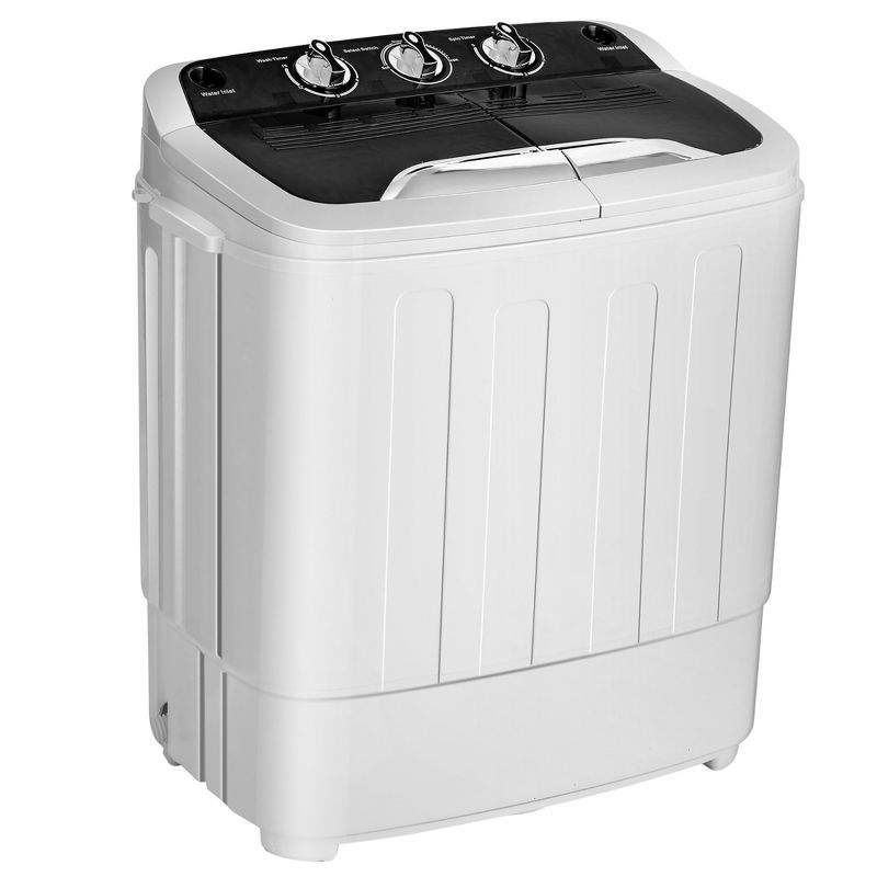 Costway 13lbs Portable Semi-Automatic Twin Tub Wash Machine W/ Built-In Drain Pump Grey\Black, 3 of 12