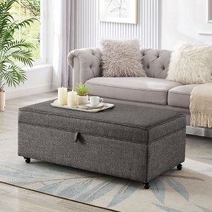 NicBex Storage Bench Ottoman with Storage Modular Sectional Ottoman with Wheels for Bedroom and Entryway, Gray - 1 of 4
