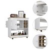 VYNXARIA Bar Cart Aloha, Lower Panel, Six Bottle Cubbies, One Cabinet, Light Oak / White Finish - 3 of 4