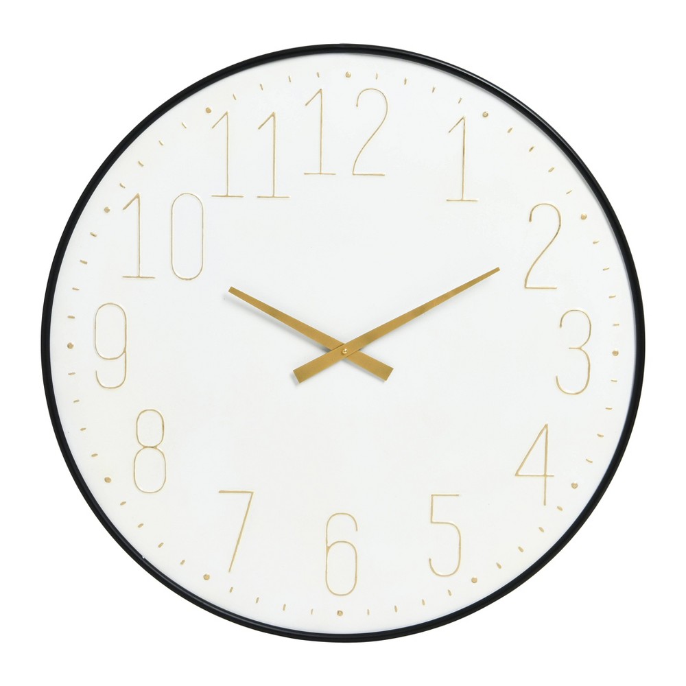 Storied Home 29.875  Round Iron Wall Clock with Gold Movement