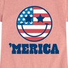 Girls' - Instant Message - Merica Smile Face Fitted Short Sleeve Graphic T-Shirt - 2 of 4