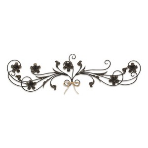 Cheung's Franziska Black & Gray Flower Metal Door Topper - 1 of 4