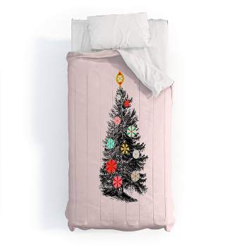 Showmemars Retro Christmas Tree 2 Polyester Comforter and Pillow Shams Black - Deny Designs