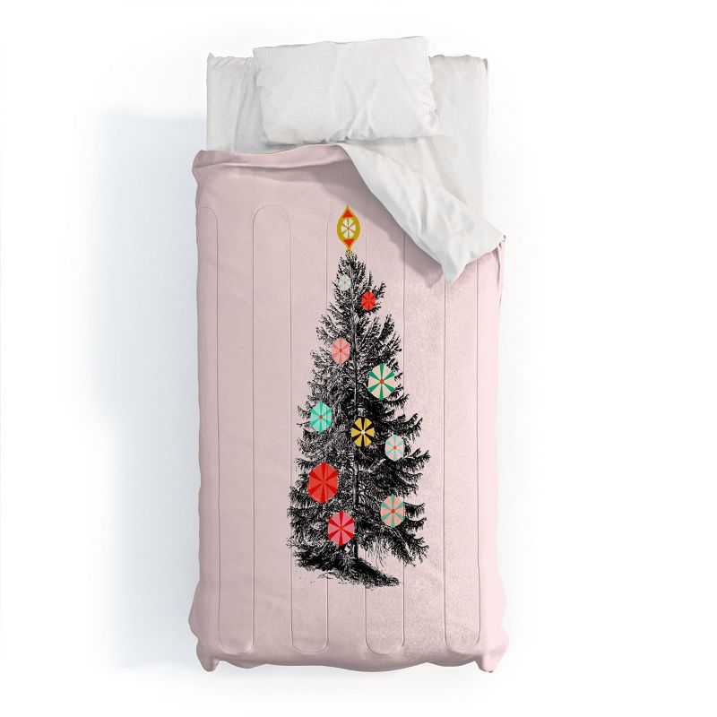Showmemars Retro Christmas Tree 2 Polyester Comforter and Pillow Shams Black - Deny Designs, 1 of 8
