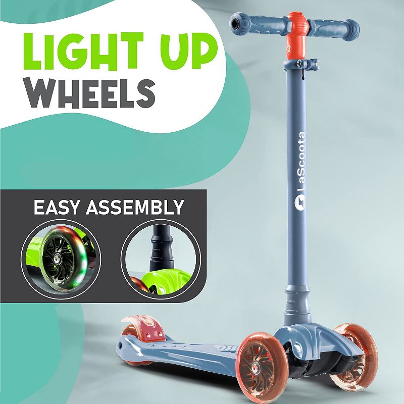 LaScoota 2-in-1 Kids Kick Scooter With LED Wheels, 3 of 4