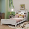 YOOCOZZ Twin Pine Wood Bed with Bookcase Headboard and LED Motion Sensor Light - 2 of 4