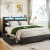 Racxily Queen Bed Frame, Ergonomic Headboard with Outlets, Charger & LED Light - 3 of 4
