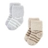 Hudson Baby Infant Boy Cozy Chenille Newborn and Terry Socks, Gray Taupe Stripe - 3 of 4