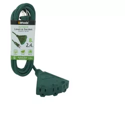 Woods 8' Outdoor Extension Cord with Power Block Green