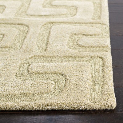 Green Hand-Tufted Wool and Viscose Runner Rug, 2'6" x 12'