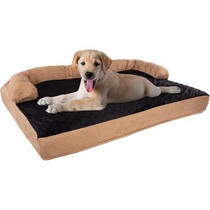 PETMAKERSofa Dog Bed ¨C 35.5x25.5 Pet Bed - 3-Layer Orthopedic Dog Couch with Cooling Gel, Memory Foam and Neck Bolster (Tan/Black), Large - 1 of 1