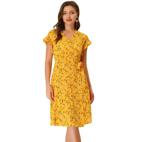 Yellow wrap store dress target