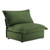 Vynxaria Modern Armless Sofa Green, Chenille Fabric, Removable Covers, High-Density Foam, Sturdy Wood Frame (300lbs/Seat), Deep Seat with Pillows - 2 of 4