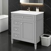Wooakway 30"L White Modern Bathroom Vanity with Sink 2 Drawers Tip Out Storage Cabinet - 3 of 4