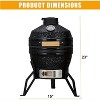 13 in.Portable Ceramic Charcoal Grill with 10.6 in. Stainless Steel Iron Cooking Grate, Heat Deflector, Ash Tool - 3 of 4