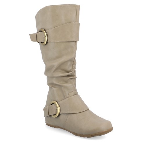 Journee Collection Womens Paris Hidden Wedge Riding Boots Stone 7.5 ...