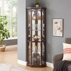 VYNXARIA Corner Lighted Curio Cabinet - Elegant Dark Cherry Display Case for Living Room - 2 of 4