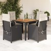 vidaXL 5 Piece Outdoor Patio Dining Set - Black Poly Rattan with Cushions, Glass Tabletop & Adjustable Reclining Chairs - 2 of 4