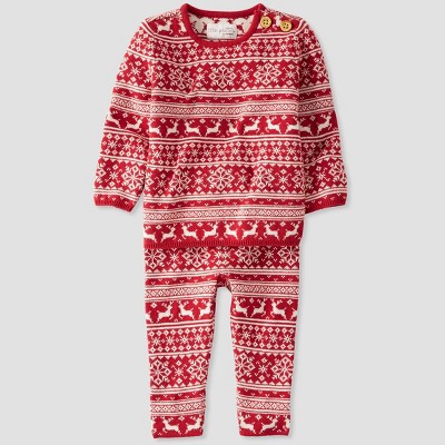 Image of Little Planet by Carter’s Baby 2pc Fair Isle Top and Bottom Set - White/Red 3M