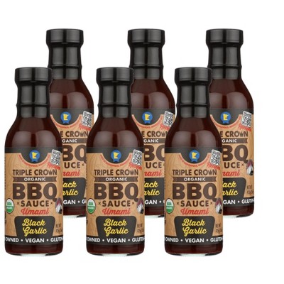 Triple Crown BBQ Organic Black Garlic BBQ Sauce - Case of 6/15 oz