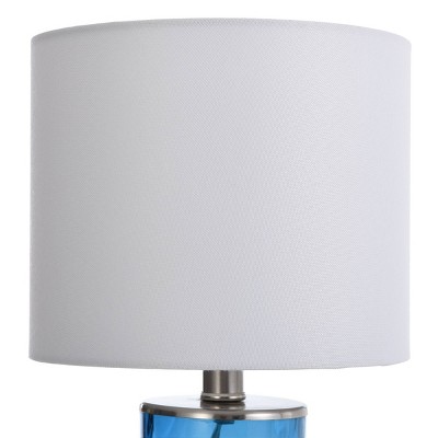 Ashburn 15'' Blue Glass Transitional Table Lamp with White Shade