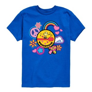 Boys' - Peanuts - Woodstock Peace And Love Flair Short Sleeve Graphic T-Shirt - 1 of 4